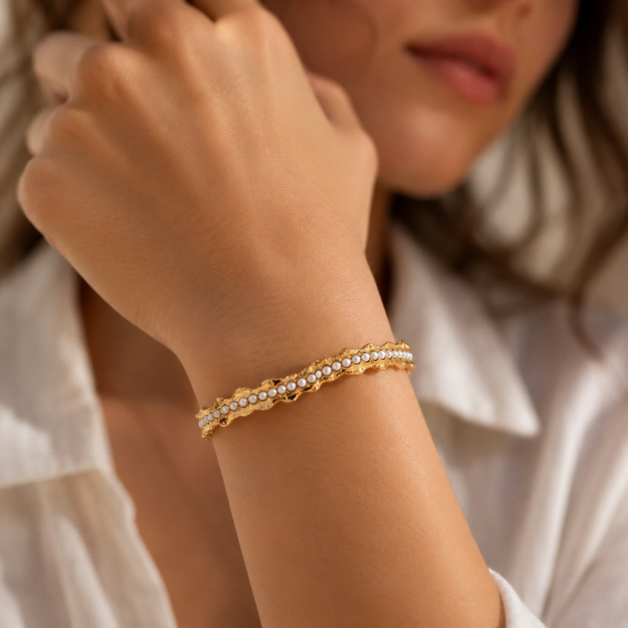 Bangle | Minou | Pearl | 18K Gold Plated