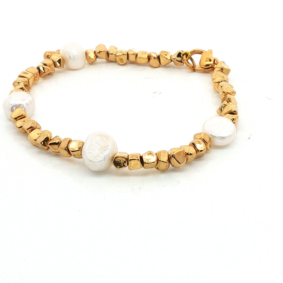 Bracelet | Mini Geometric | Beads & Pearls | 18K Gold Plated
