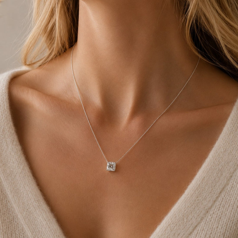 Necklace | Elysian Asscher | Lab Created Zirconia | 925 Sterling Silver