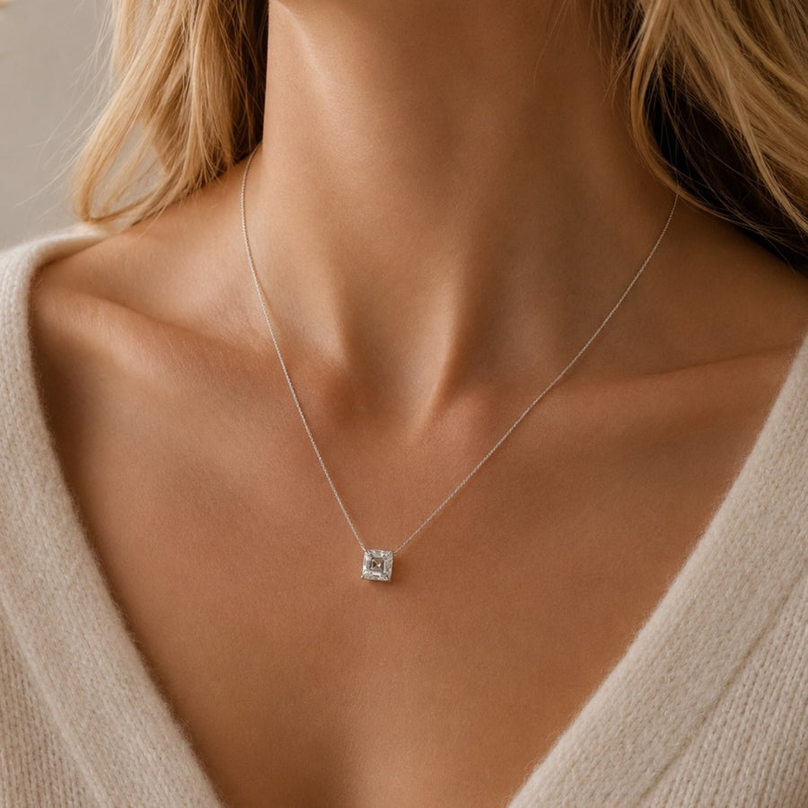 Necklace | Elysian Asscher | Lab Created Zirconia | 925 Sterling Silver