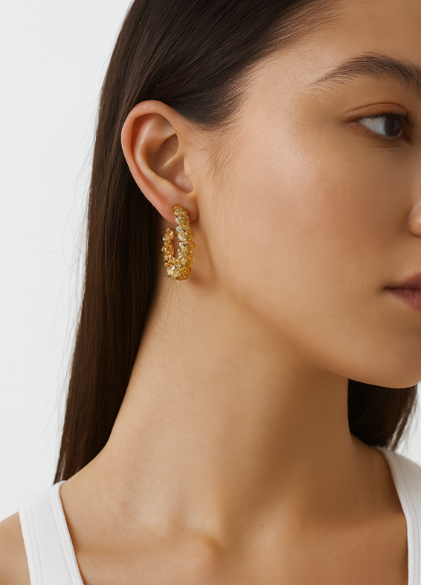Corinne Chunky Hoop Earrings – 18K Gold Plated Bold Gold Hoops for Women in Hong Kong