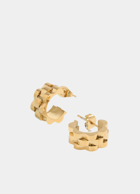 [Golden dew] 韓国アクセ☆18K Gold☆GD Luna S Hoop Earrings 18k-gold-plated-hoop-Earrings-