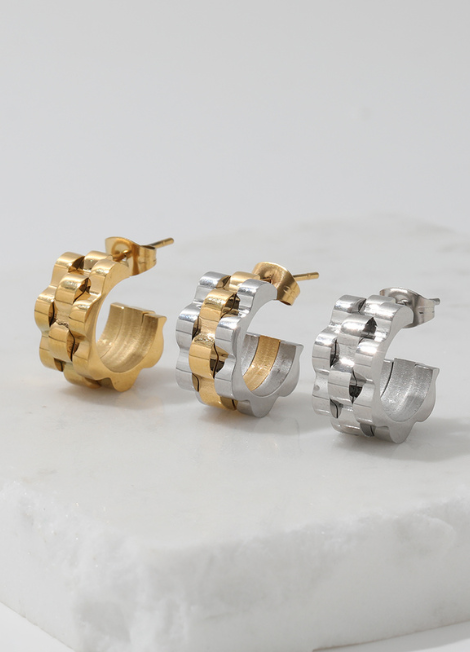 18k gold plated chunky band earrings