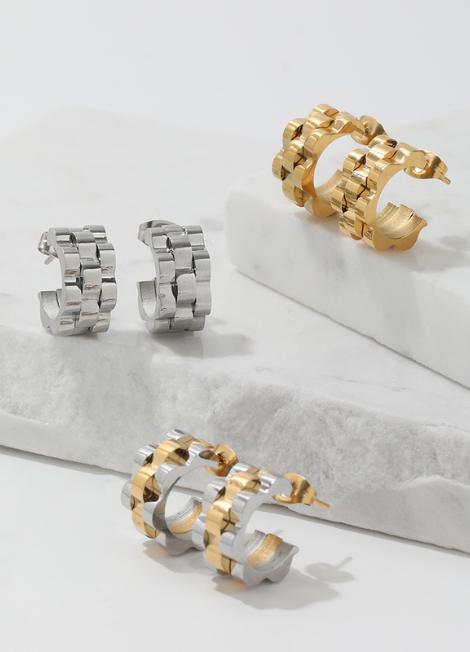 Silver Plated Chunky Band Earrings