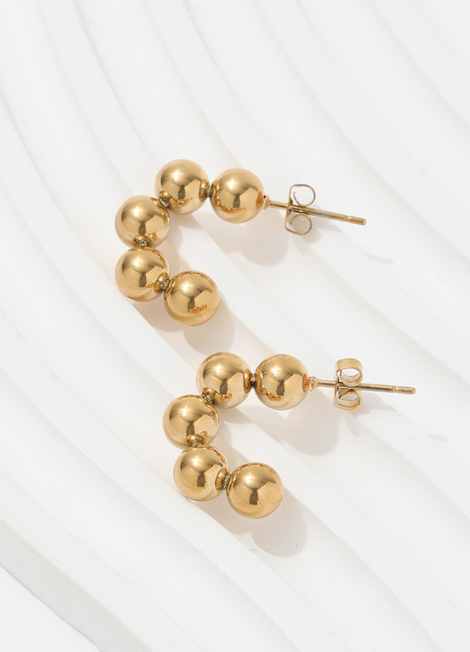 18k gold plated hoop beads earrings