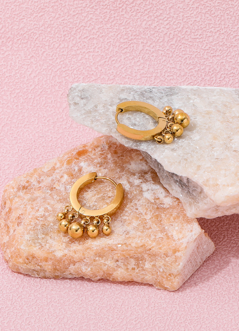 18K Gold Plated Beads Pendant Earrings