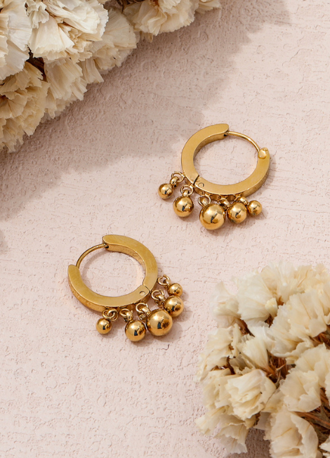 18K Gold Plated Beads Pendant Earrings