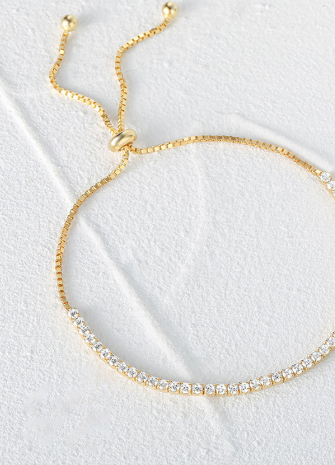 18k Gold Plated Adjustable 925 Sterling Silver Bracelet