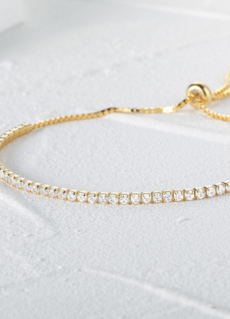18k Gold Plated Adjustable 925 Sterling Silver Bracelet