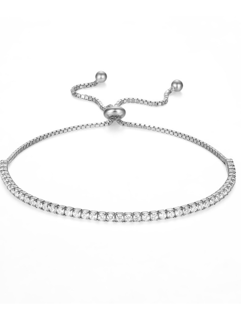 Adjustable 925 Sterling Silver Pave Bracelet
