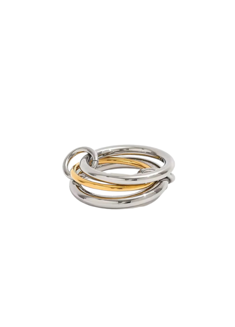 Minimalist stacked 3-layer ring with dual plating.