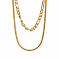 Double-Layer Figaro & Snake Chain Necklace