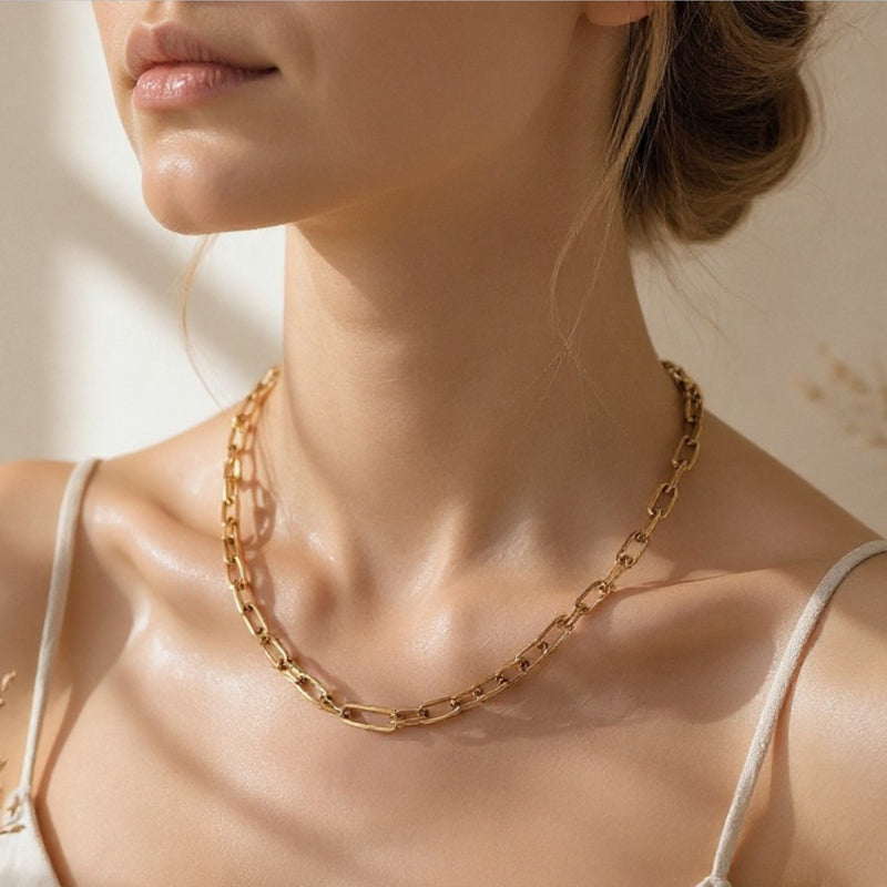 Necklace | Frances | Paperclip | 18K Gold Plated SS