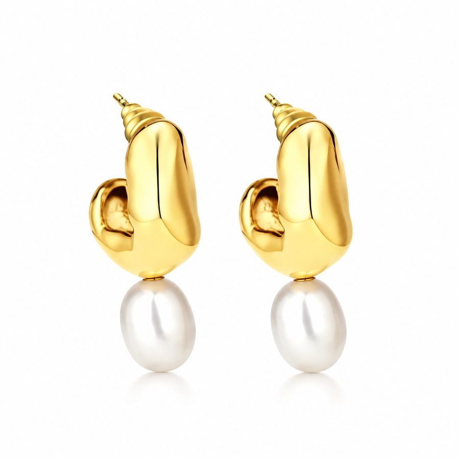Earrings | Leona | Chunky Pearl | 18K Gold Plated