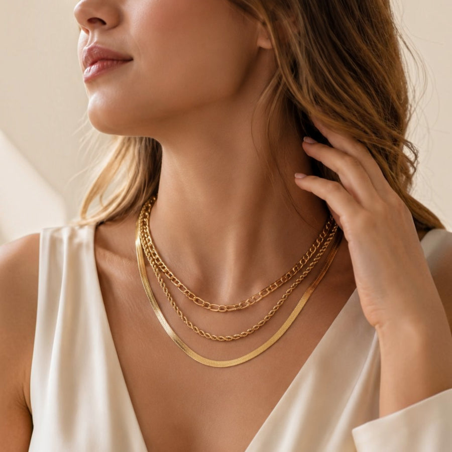 Necklace | Three Layers | 18K Gold Plated