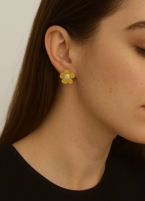 floral earrings hk, flower earrings hong kong, 18k gold plated earrings hk, adele earrings hk, feminine jewelry hong kong, gold flower earrings for women, elegant earrings hk, gift for her hk