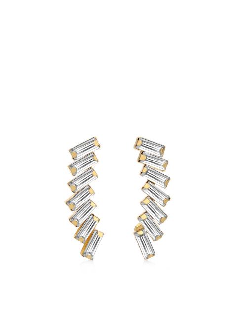 ear climbers hk, baguette earrings hong kong, zirconia earrings hk, 18k gold plated ear climbers, sparkly earrings for women hk, modern gold earrings hong kong, bo earrings hk, gift for her hk