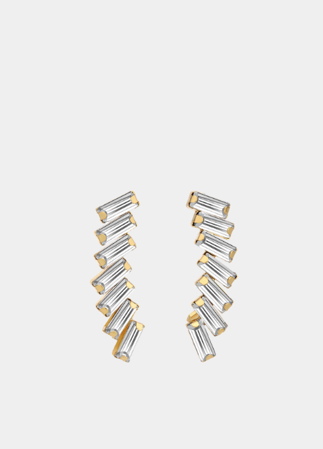 Bo Baguette Ear Climbers – 18K Gold Plated Earrings with Zirconia for Women in Hong Kong