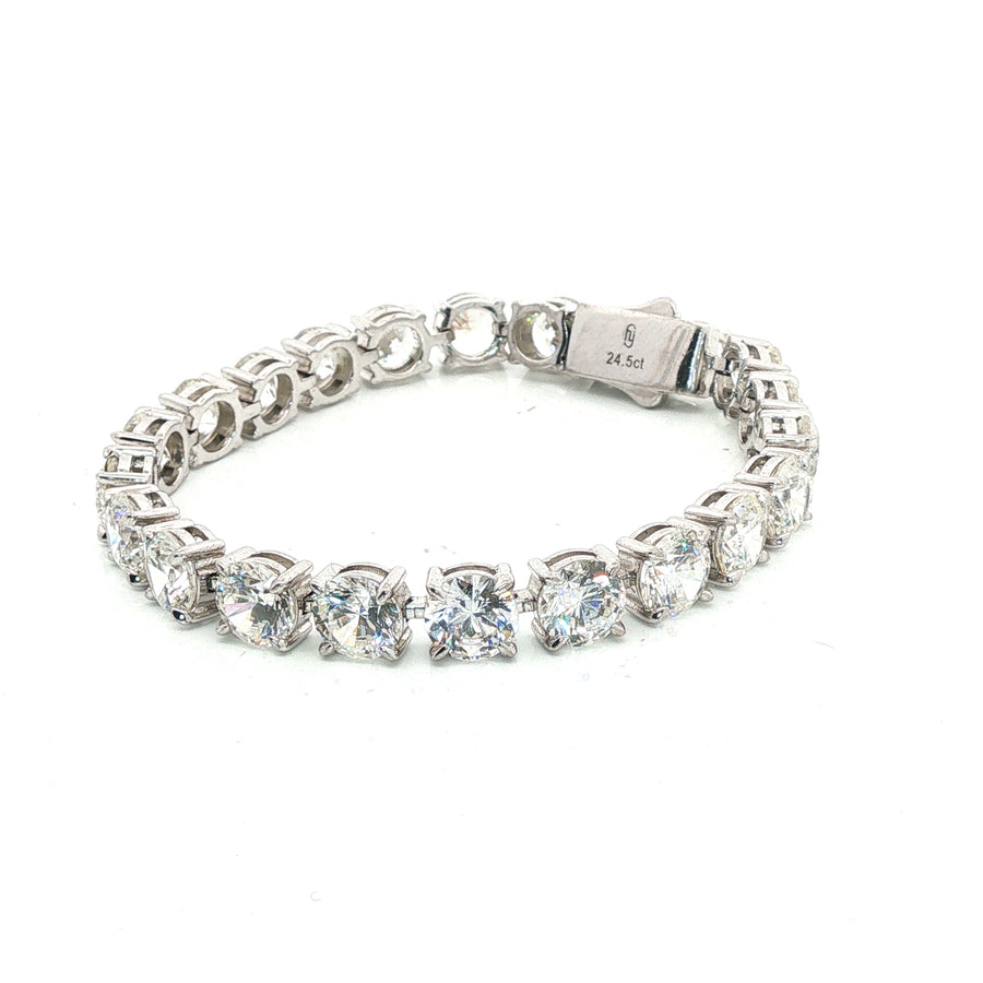 Bracelet | Elysian Tennis Round Cut 24.5 Ct | 18cm | Lab Created Zirconia | 925 Sterling Silver