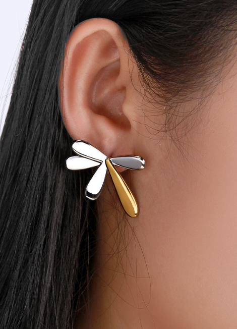 Lillian Two Tone Petal Earrings – Floral Drop Jewelry for Women in Hong Kong