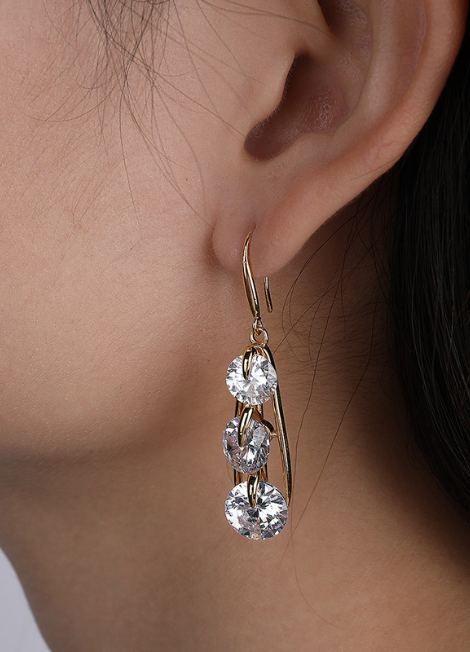 Drop Dandelion Earrings in 18K gold plating with sparkling zirconia—delicate, elegant, and perfect for special occasions or daily wear in Hong Kong.