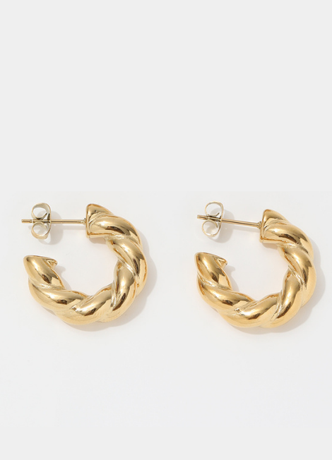 Twisted chunky rope hoop earrings in 18K gold plated finish – bold and elegant statement jewelry
