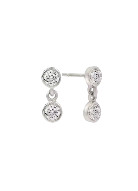 Double Diamond Dangle Earrings, crafted in premium 925 sterling silver for durability and shine. Featuring two cascading zirconia diamonds, these earrings bring just the right balance of elegance and movement.
