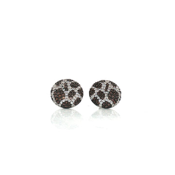 Giraffe Round Glam Earrings in Brown & White