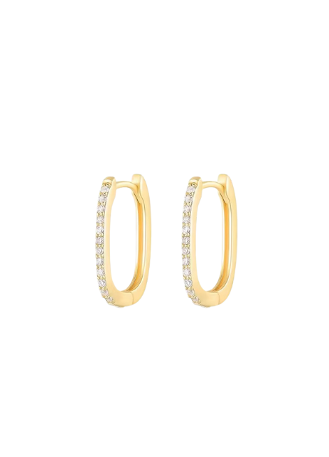 Chic square zirconia huggies in 18K gold-plated 925 sterling silver. A timeless blend of sparkle and elegance, perfect for any occasion in Hong Kong.