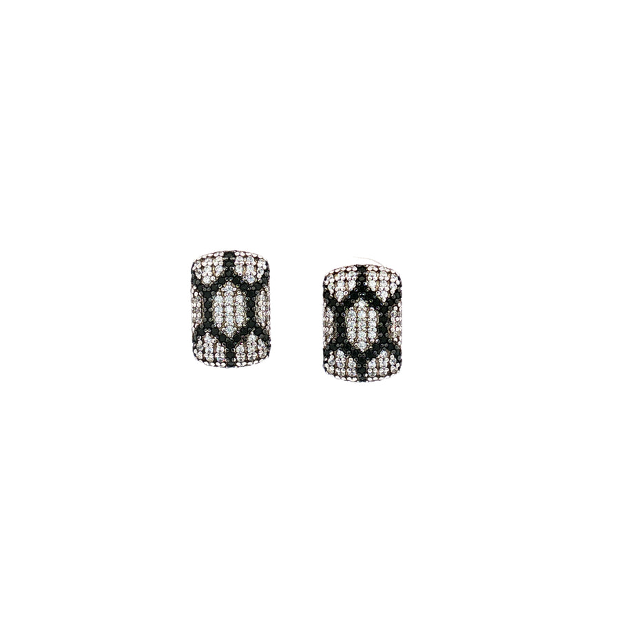 Earrings | Turtle Glam  | White Black | Cubic Zirconia | 925SS