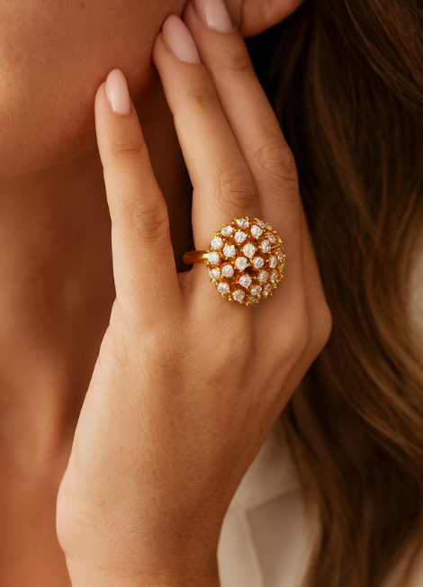 Florina Floral Bloom Ring – 18K Gold Plated Delicate Flower Design for Women in Hong Kong