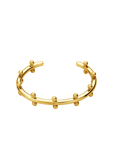 Elevate your style with the Gloria Golden Drops Bangle, crafted in 18K gold plating. A dainty yet elegant piece, perfect for both everyday wear and special occasions.