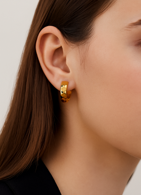 Rivets Huggie Earrings – Gold Plated | Edgy Minimalist Hoops for Women in Hong Kong