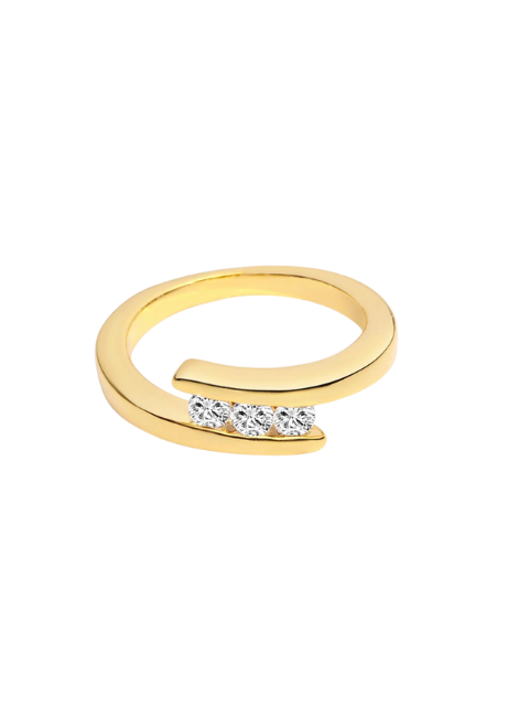 Jaz Trilogy Ring – 18K Gold Plated with Three Zirconia Stones for Women in Hong Kong