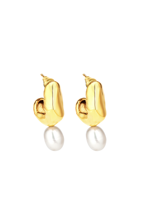 Leona Chunky Pearl Earrings in 18K gold plating