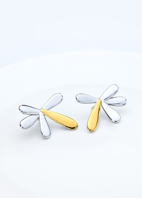 Lillian Two Tone Petal Earrings – Floral Drop Jewelry for Women in Hong Kong