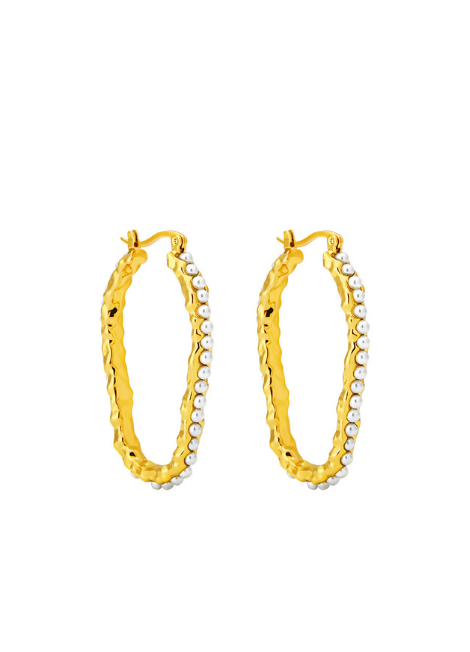 Minou Oval Pearl Earrings – 18K Gold Plated | Elegant Drop Earrings for Women in Hong Kong
