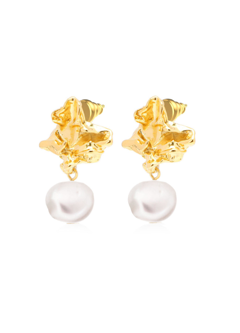 18K Gold Plated Classic Pearl Earrings for Women in Hong Kong
