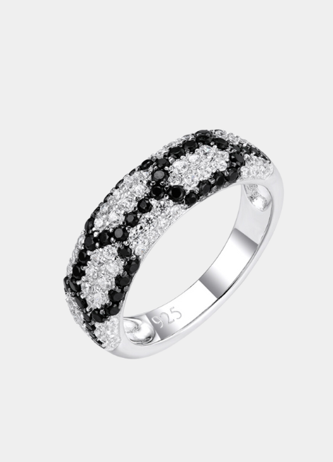 MONOCHROME　RING Black Spinel Rhodium Over Sterling Silver Ring 1.00ctw