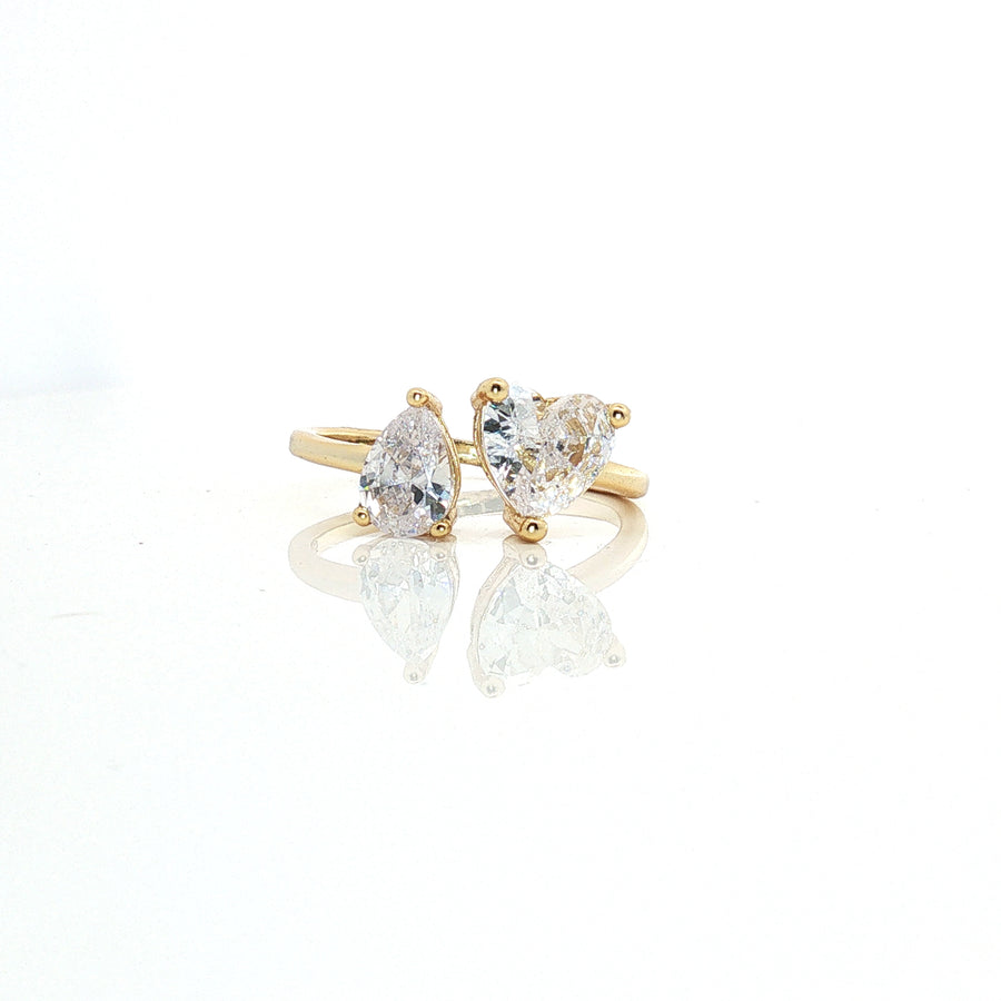Ring | Aelia Toi Et Moi | Adjustable | Cubic Zirconia | 18K Gold Plated 925SS