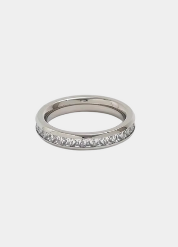 Beatrice Baguette stainless steel 4mm minimalist ring.