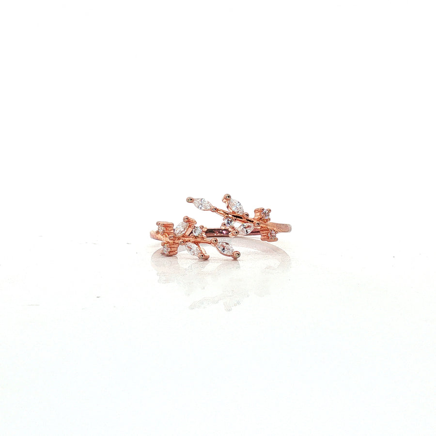Ring | Freja Flower | Adjustable | Cubic Zirconia | 18K Rose Gold Plated