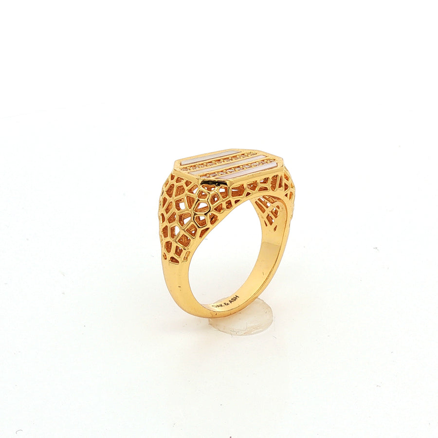 Ring | Serenity Signet | Mother of Pearl & Zirconia | 18K Gold Plated