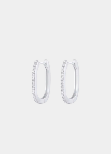 Elegant square zirconia huggie earrings crafted in 925 sterling silver. Timeless sparkle for everyday wear or special occasions in Hong Kong.