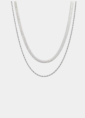 Elevate your style with this silver-plated two-layer neckl