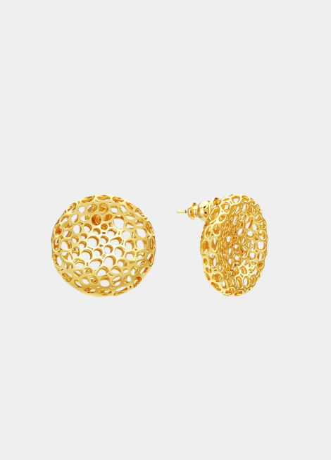 Veda Mini Hollow Earrings – 18K Gold Plated Minimalist Hoops for Women in Hong Kong