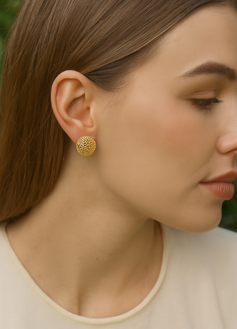 Veda Mini Hollow Earrings – 18K Gold Plated Minimalist Hoops for Women in Hong Kong