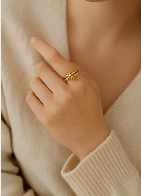Verity Knot Ring – 18K Gold Plated Minimalist Symbolic Ring for Women in Hong Kong