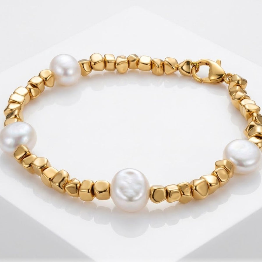 Bracelet | Mini Geometric | Beads & Pearls | 18K Gold Plated