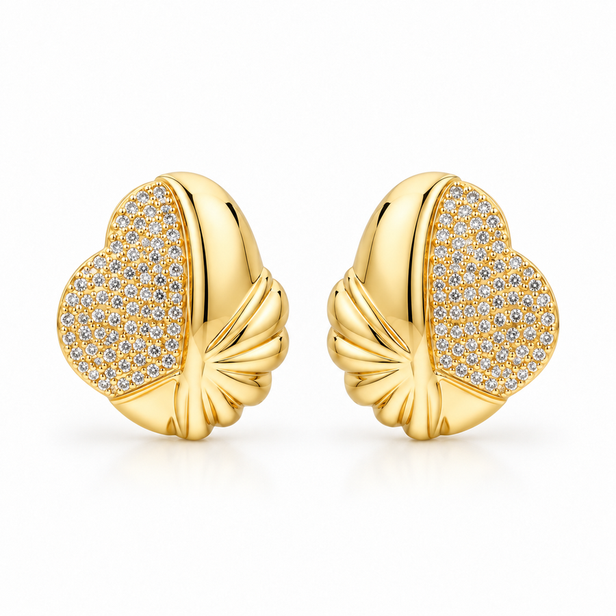 Earrings Clips | Mary | Oval Zirconia | 18K Gold Plated